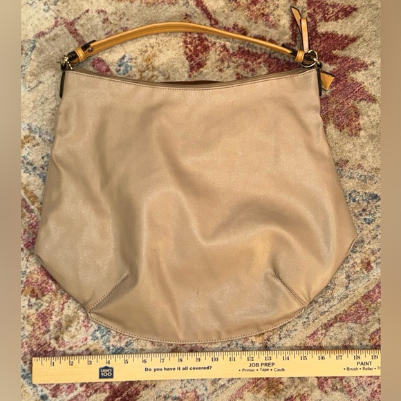 David Jones Paris Beige Faux Leather Slouchy Hobo Shoulder Bag - Picture 10 of 11